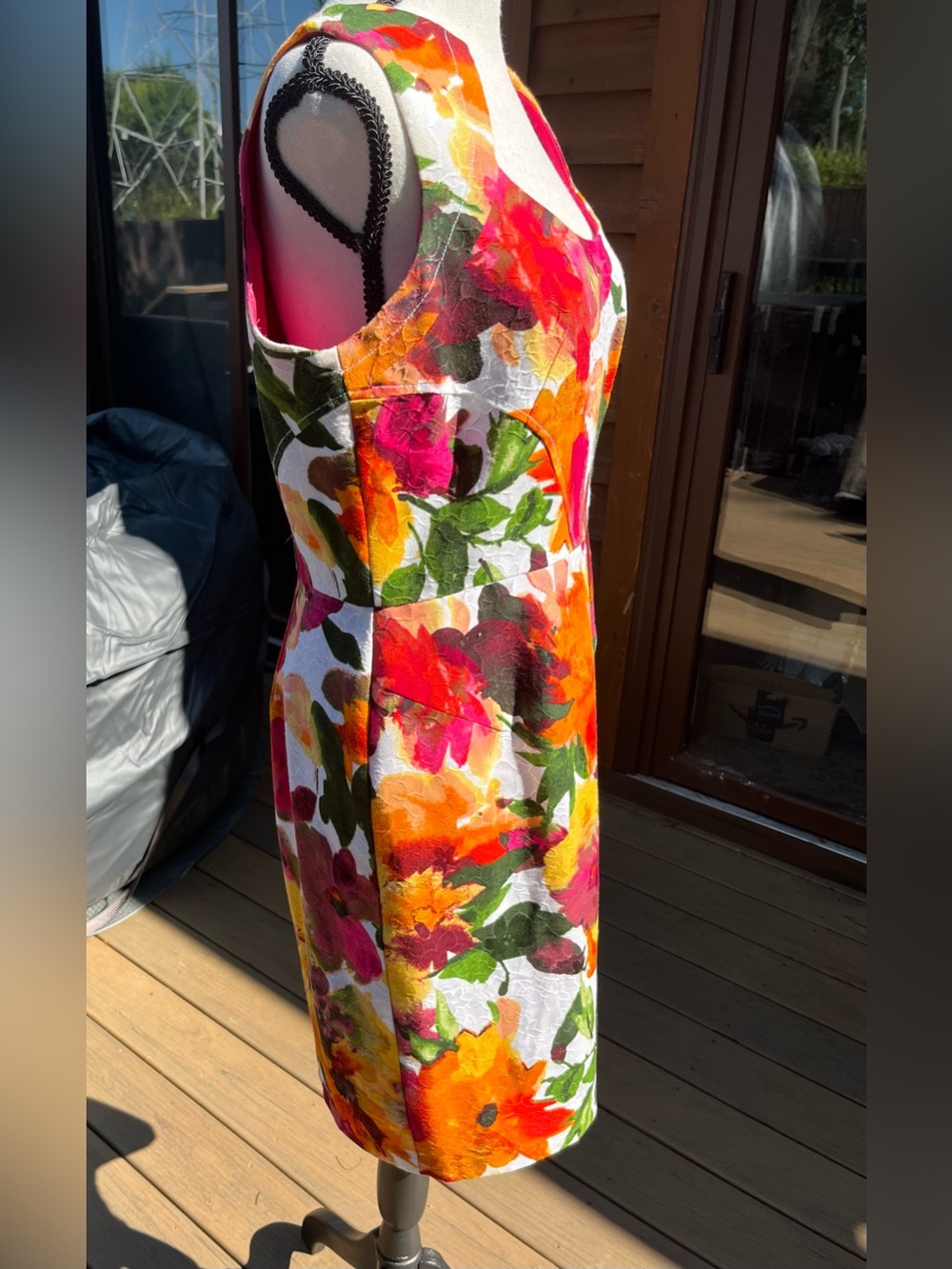 11A:   Donna Ricco collection - Sleeveless Sheath Dress in Vibrant Multicolor